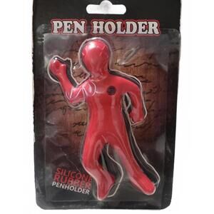 Fred “Dead Guy” Red Silicone Pen Holder, Novelty Desk Accessory, Damage Package